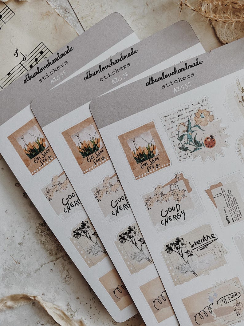 Sticker Sheet | Collage Theme | Journaling Stickers | Scrapbooking ...