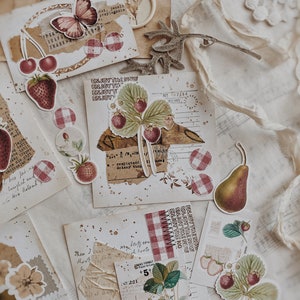 Strawberry Theme Ephemera: Journaling Stickers, Patterned Paper (A4 Printable) image 8