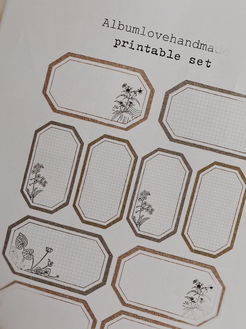 Printable A4 8.5x11 Labels Digital Floral Instant | Etsy