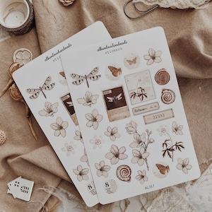 Collage Stickers | Floral, Shells, Ephemera Matte & Transparent Set of 25 image 1