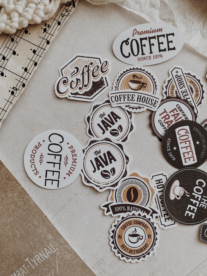 Printable | A4, 8.5x11 | Coffee Badges | Printable Stickers | Digital ...