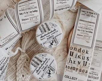 Collage Washi Tape: Journaling Stickers, Vitange Ephemera  (4cm Wide)