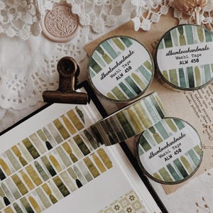 Washi Tape / Linee verdi / Washi Tape per diario / Washi Tape per pianificatore / Nastro decorativo / Washi Tape / Washi per diario proiettile