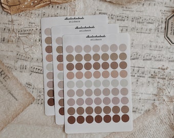 Stickers | Eyelet Stickers | Set 63 pieces | Neutral Brown Sheet | Circle Sticker for Planners | Journals | Penpalling