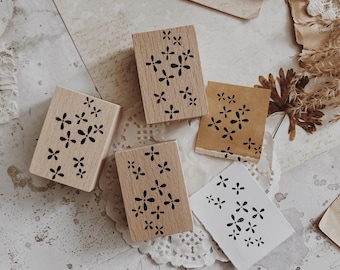 Sello de goma de madera: Mini flores, para scrapbooking, diario, manualidades de papel (3,5 x 5 cm)