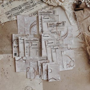 Piezas efímeras / Efímeras con temática de café / Recortes / Efímeras de collage / Obsequios de papel / Efímeras de diario / Juego de 20 piezas