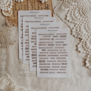 Autocollants | autocollant expression | Phrases de machine à écrire | d'autocollants pour journalisation Word | Sticker pour scrapbooking | Petits mots | 42 pièces
