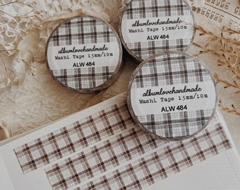 Washi Tape, Brown plaid pattern, Journal & Planner Decoration, scrapbooking, bujo tape, 15mmx10m