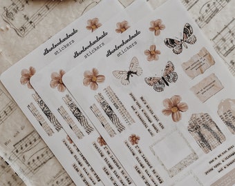 Deco Journaling Stickers: Handmade Matte Paper Stickers (23 Pieces)