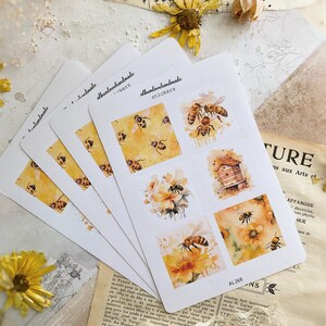 Stickers Square Stickers Bee Theme Journal Stickers Scrapbooking Deco Stickers Matte & Transparent Stickers imagem 2