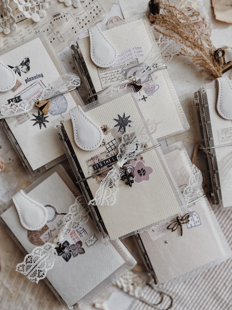 Ring Journal with handmade paper insert, mixed colors, 15 pages size: A7/ M5 image 2