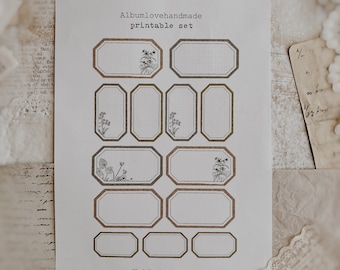 Printable | A4, 8.5x11  | Labels | Digital | Floral | Instant Download |
