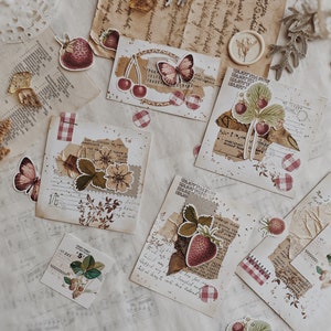 Strawberry Theme Ephemera: Journaling Stickers, Patterned Paper (A4 Printable) image 5