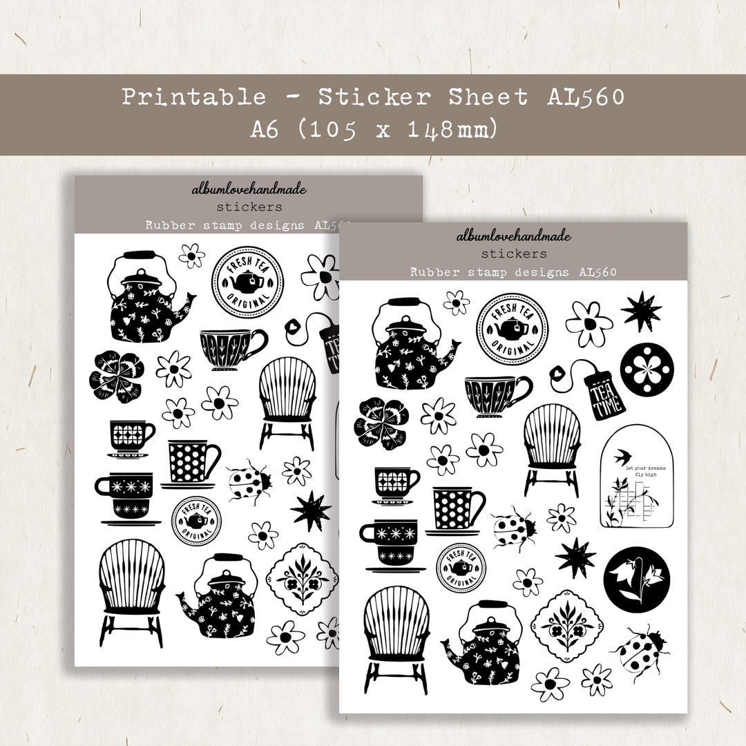 Printable Sticker Sheet | Black and White Stickers (digital Download ...