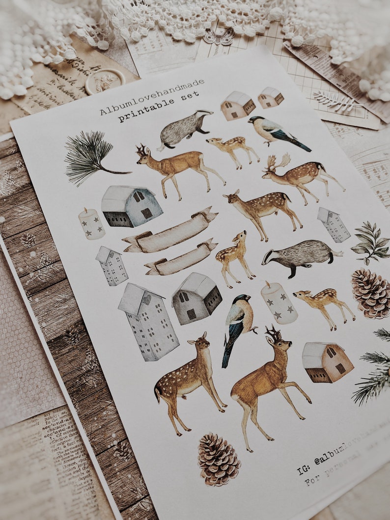 Printable | A4, 8.5x11 | Winter Theme | Forest Theme | Digital | Deer ...