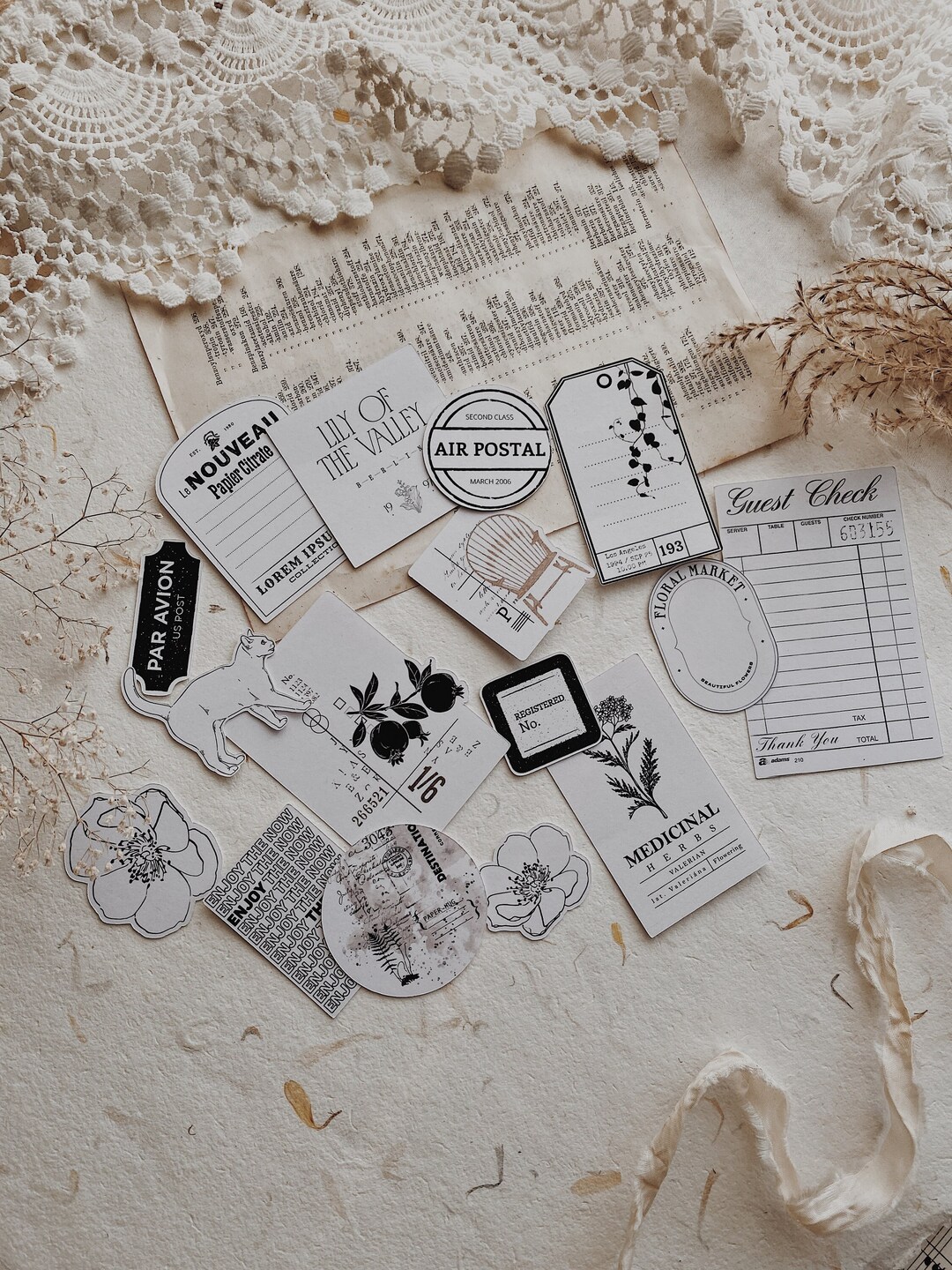 Ephemera Pieces Cut Outs Black and White Ephemera Labels Paper Goodies ...