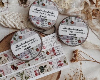 Washi Tape | Strawberries Theme | Journal Washi Tape | Planner Washi Tape | Deco Tape | Washi Tape | Bullet Journal Washi