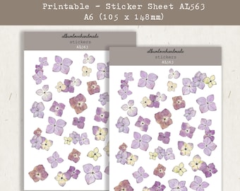 Hydrangea Sticker Sheet | Printable Planner Stickers (Digital Download) | Silhouette & Cricut users