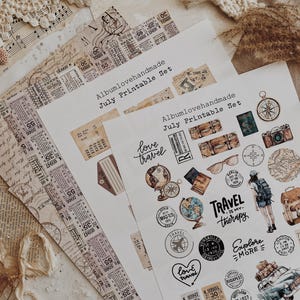 Travel Journal Stickers: Printable A4 Sheets (Digital Download, PNG, PDF, .studio Files)