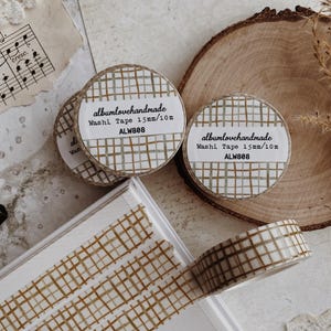 Washitejp, rutmönster, dekoration för dagbok och kalender, scrapbooking, 15 mm x 10 m