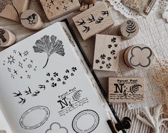 Wooden Rubber Stamp: Journal Planner Stamps