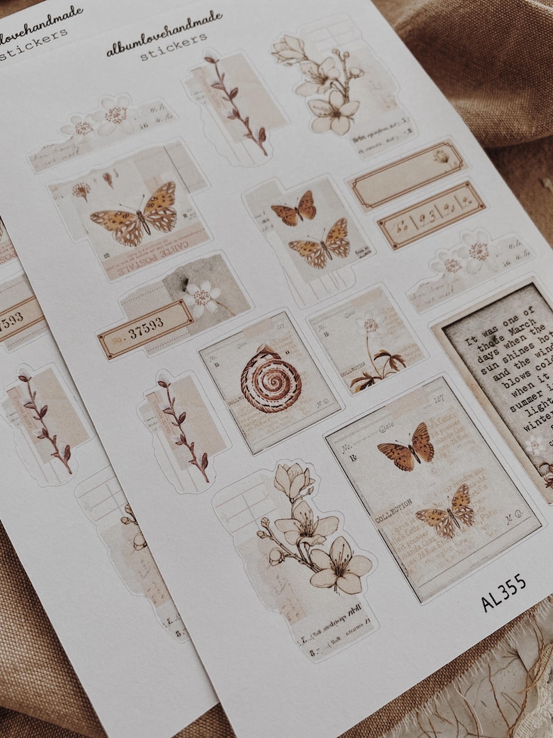 Collage Stickers | Floral, Shells, Ephemera Matte & Transparent Set of 25 image 11
