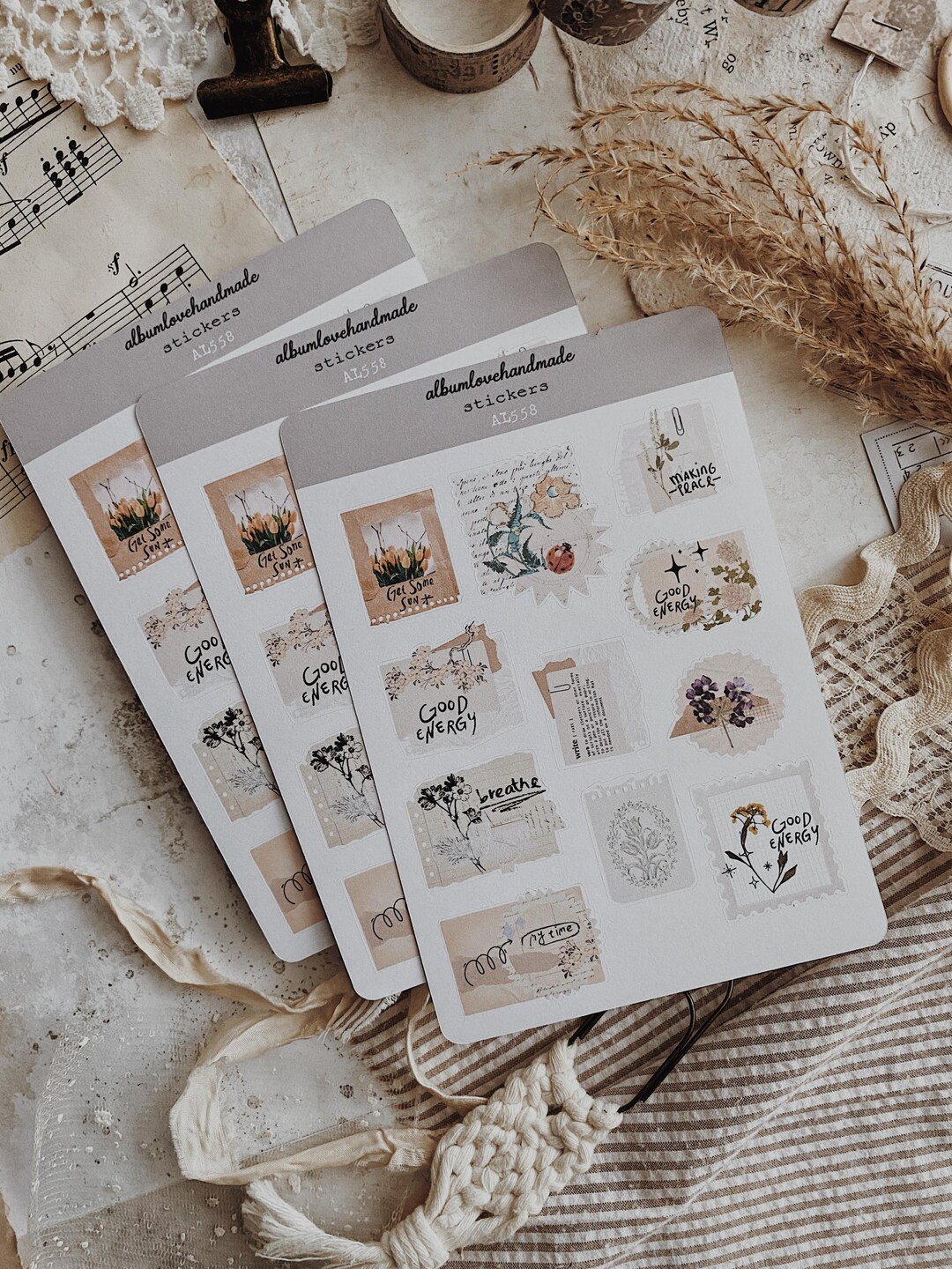 Sticker Sheet | Collage Theme | Journaling Stickers | Scrapbooking ...