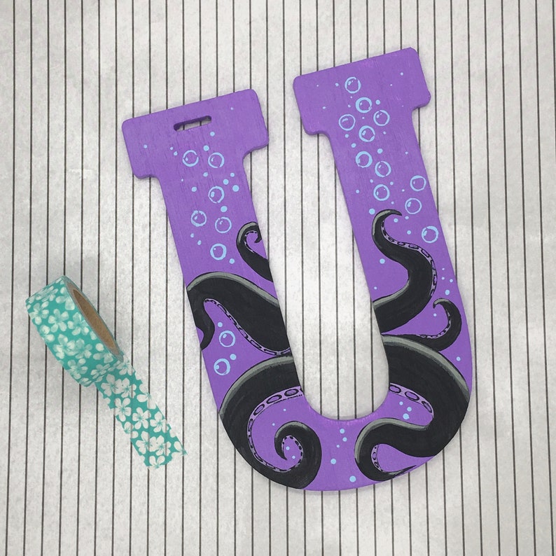 Ursula The Little Mermaid inspired acrylic painted wood letter decoration