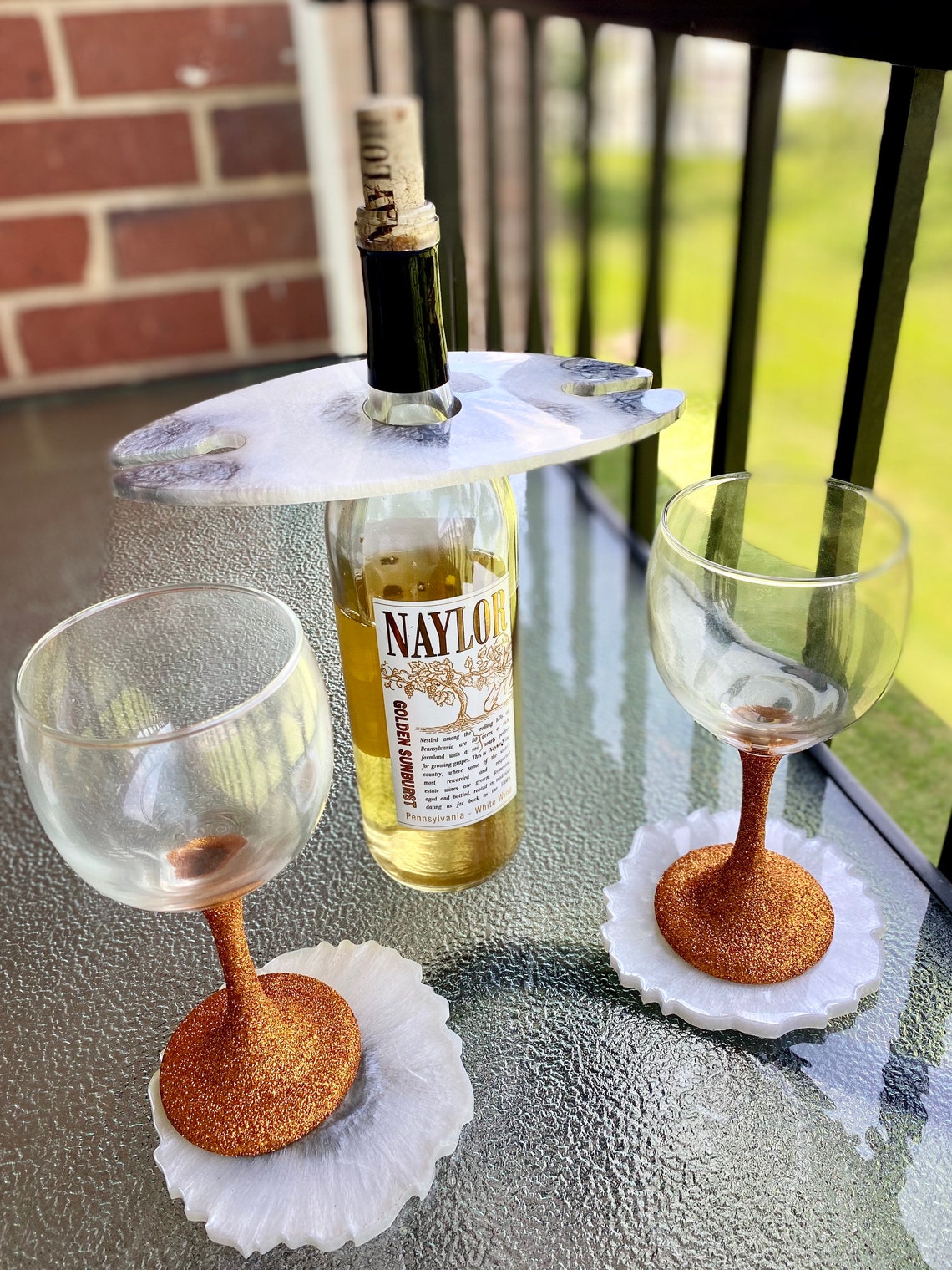 Wine Butler with matching Coaster set and customized Wine Etsy