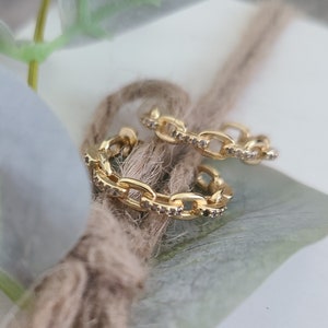 Chain Link Hoop Earrings, Cubic Zirconia Hoop Earrings, CZ Chain Link Hoops, Gold Filled Studs, Open Hoop Studs, C Hoops, Bridesmaid Gift