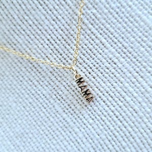 Dainty Mama Charm Necklace, Tiny Gold Filled Mama Pendant, Gift For Mom, Custom Word Necklace, Personalized Jewelry, Hanging Mama Charm
