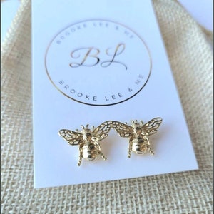 Bee Stud Earrings, Honey Bee Earrings, Beekeeper Gift, Gold Bee Earrings Bumble Bee Earrings, Bug Earrings, 14K Gold Filled Stud Earrings