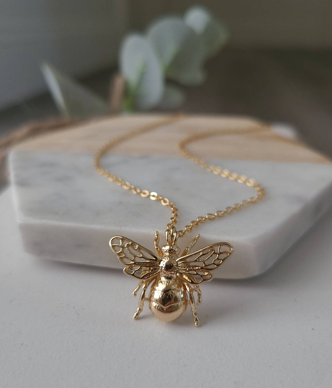 Larger Gem-Set Beehive 14K Gold Charm