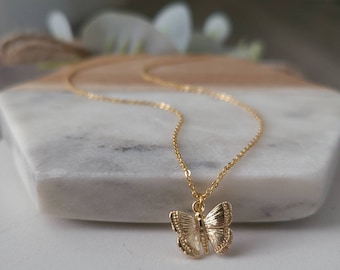 Memorial Necklace, Butterfly Memorial Necklace, Remembrance Sympathy Gift, Loss of Loved One, Bereavement Jewelry, Gold Filled Butterfly
