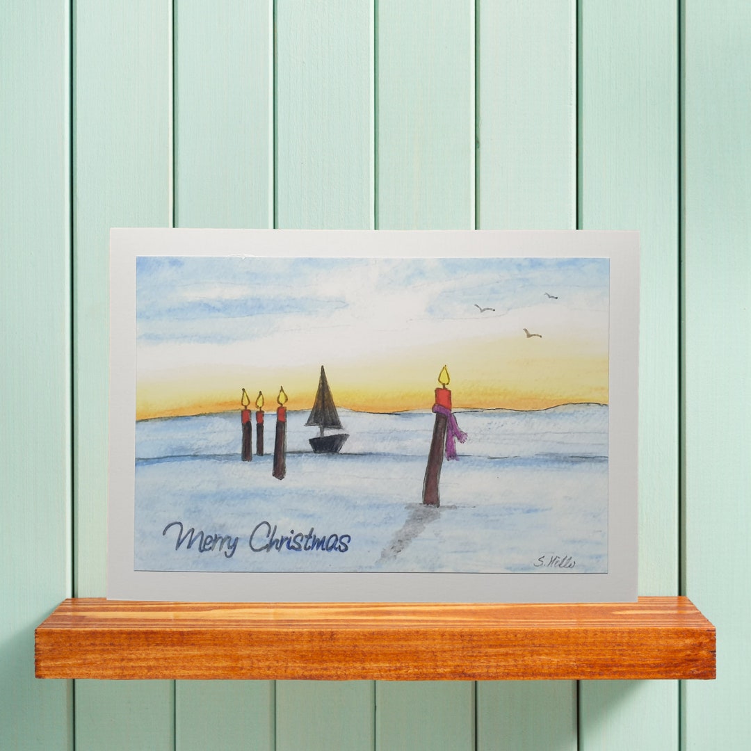 Grusskarte Weihnachten Advent Meer Print von handgemaltem Etsy.de