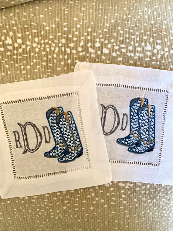 Western Monogram Cocktail Napkin Etsy