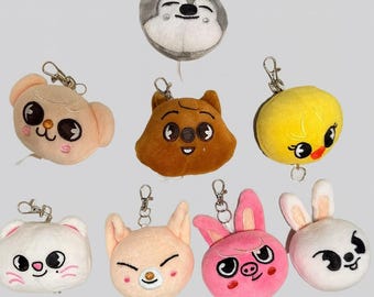 Animal Plush Keychain Set with the personized wooden tag,Soft Mini ,Kawaii Bag Charm Special gifts for easter and Valentine's Day