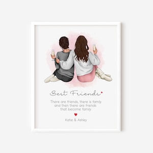 Custom Friend prints, Friends portrait illustration, Personalised Wall art, Best friends gift picture, Personalised Gift For Friend, DIGITAL