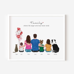 Family Print, PRINT AT HOME, Digital File, Personalised Family Portrait, Family Wall Art, Family Gift, Mothers Day Gift, Family Gift, Xmas