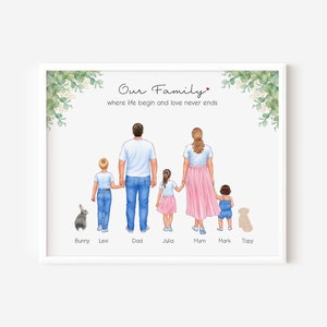 Family Print, PRINT AT HOME, Digital File, Personalised Family Portrait, Family Wall Art, Family Gift, Mothers Day Gift, Family Gift, Xmas