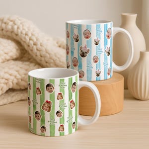 Taza personalizada con foto, taza con estampado de rayas en acuarela, regalo personalizado para papá o abuelo.