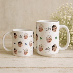 Taza personalizada con foto para el abuelo, taza personalizada con la carita de un bebé "Te quiero, abuelo", regalo del Día del Padre, taza de café para papá, regalo de los niños.