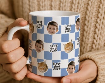Best Dad Ever Custom Baby Photo Retro Mug, Personalised Father's Day Gift, First Time Daddy Appreciation, Dad's Birthday Present
