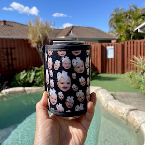 Portavasos personalizado con cara de bebé, regalo para el primer Día de la Madre o el Día del Padre, enfriador de latas de cerveza personalizado para papá y abuelo, regalo personalizado