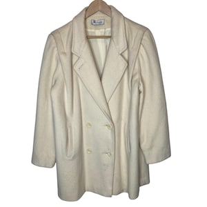 Forecaster of Boston Vintage Women&#39;s Wool Blend Pea Coat Cream size 14