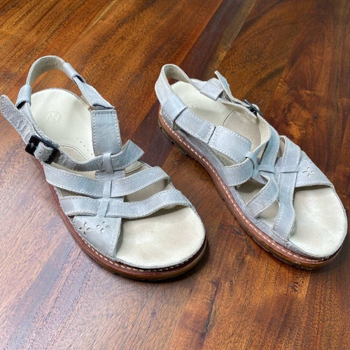 RARE Vintage Dr. Martens Sandals Grey Leather Cutout Detail online Women's, size 9