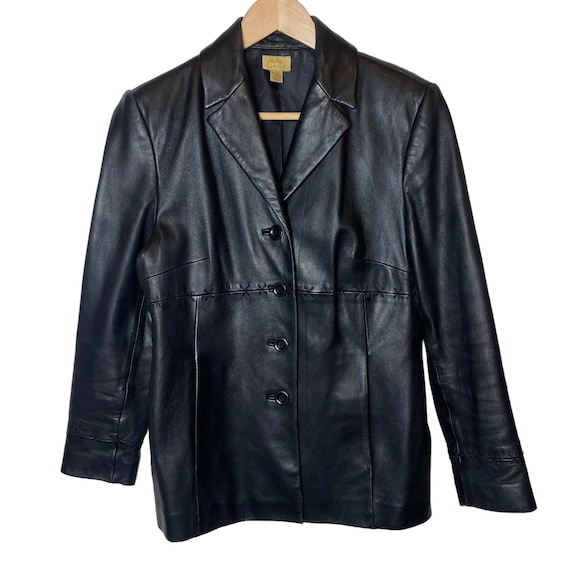 Vintage Caslon Leather Jacket, Vintage Black Lambskin Vintage Caslon Leather Jacket, Vintage Black Lambskin