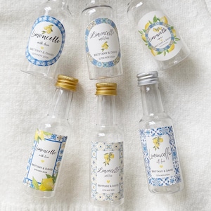 Personliga Limoncello-presenter i plastflaskor: Gör-det-själv-bröllopsbonbonniere (50 ml)