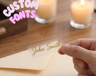 Large Personalized Gold Foil Guest Name Stickers: Address labels, Place card sticker, Guest name stickers
