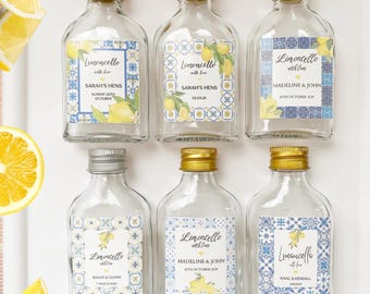 PREORDER Personalized Custom Limoncello Favor Glass Bottles: DIY Wedding Bonbonniere (50ml)